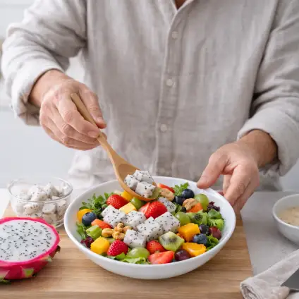 獨居男人自己做紅龍果沙拉